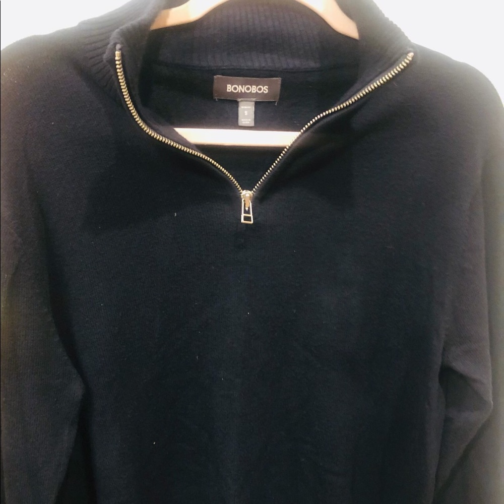 Bonobos Mens Navy 1/4 Zip Sweater Size Small